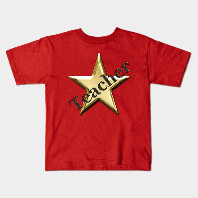 Gold Star Teacher Kids T-Shirt by Amanda Lucas